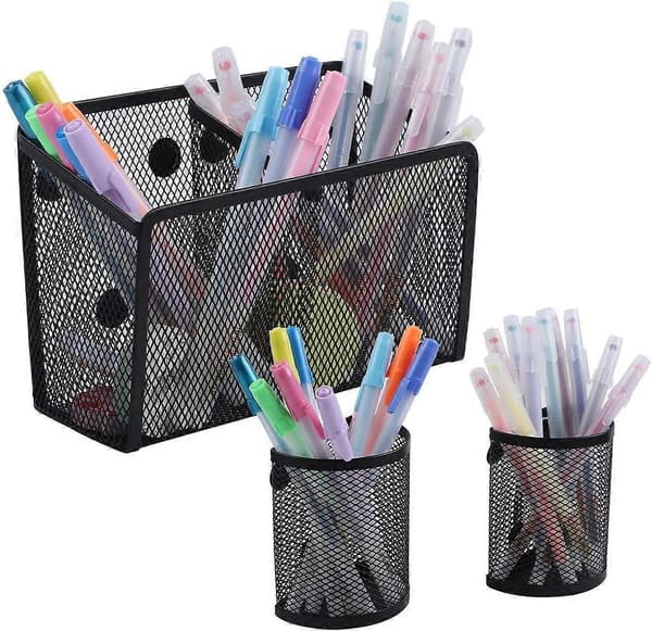 Magnetisk Pennhållare, 3-pack Magnetisk Förvaringskorg Organizer, Extra Starka Magneter