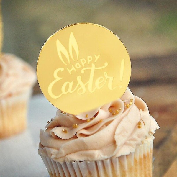 5/10 kpl Hyvää pääsiäistä akryylipupu kakun koriste DIY cupcake-lisäke gold 5pcs