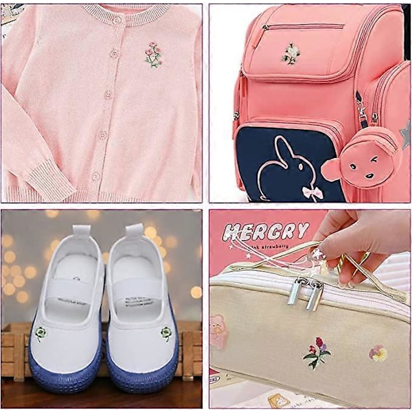 12 mini blomster-bi-lagningslappar med 10 dekorativa broderilappar för att sy/laga jeans, kläder, hattar, jackor och mini-blommor