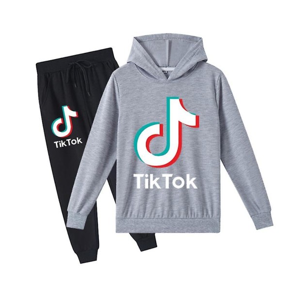 Musta TikTok Boys & Girls -huppari + set grey 140cm