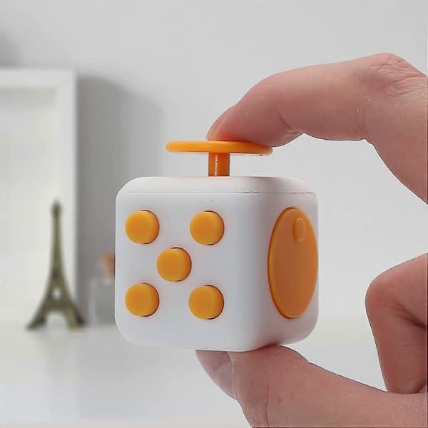 Fidget Cube Stress Angst Trykaflastende Legetøj Til Voksne Børn, Afslappende White yellow