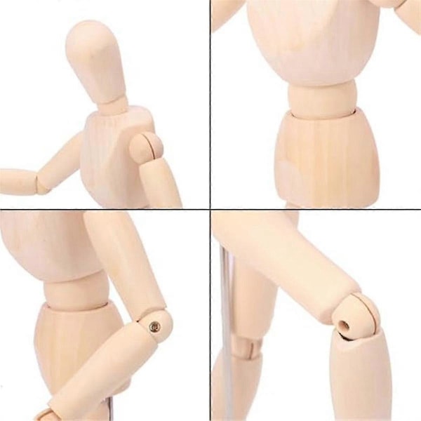 5-pak Kunstfigur Model - 30 cm Træmannequin, Fleksibel Tegne-mannequin til Skitsering, Maling & Justerbar Figurdesign