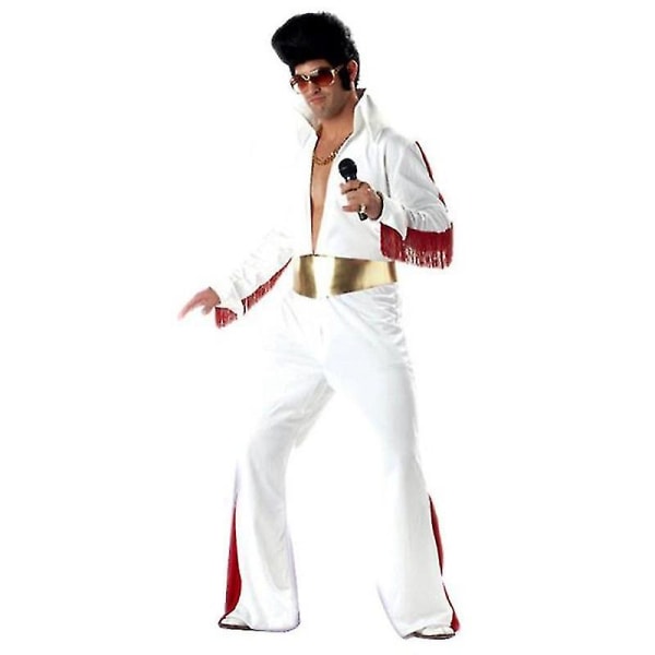 Elvis Costumes Super Star -asu Cosplay Julkkisjuhlapallo Vintage Rock -vaatteet aikuisten haalari+vyö