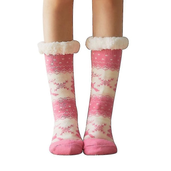 Naisten talviset sumeat lämpimät sukat, liukumattomat pehmeät joulusukat