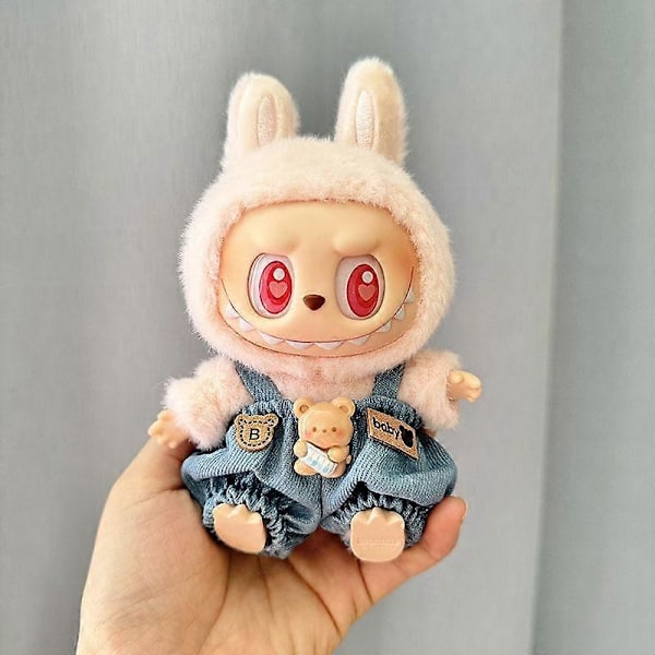 17cm Mini Plyschdockas Kläder Outfit Tillbehör För Korea Kpop Exo Labubu I II Idol Dockor Sittande Party Overaller Kläder Gåva 4