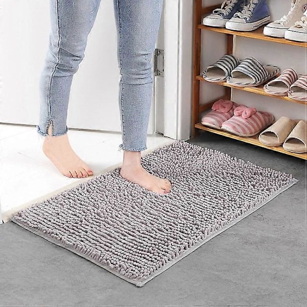 50x80cm Chenille Golvmatta Absorberande Halkfri Badrumsmatta Grey