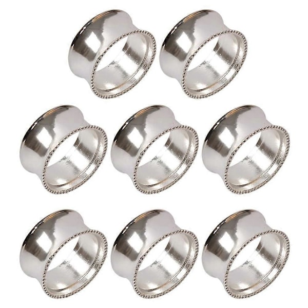 8 stycken servettringar i zinklegering, utsökta servetspännen (silver)