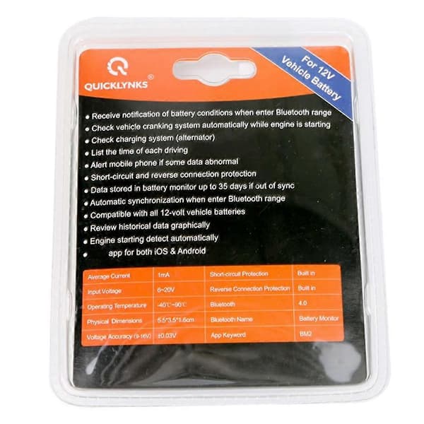 12V Bilbatteri Bluetooth 4.0 Diagnoseinstrument BM2 Batteriovervåker Tester
