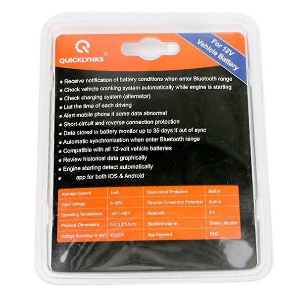12V Bilbatteri Bluetooth 4.0 Diagnostiskt Instrument BM2 Batteriövervakare