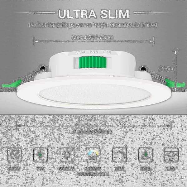 12 st 7W Vit LED Downlight Infällda Taklampor Slim Spot Light