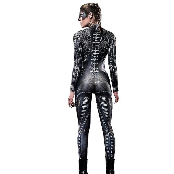 Naisten Halloween-asu Skeleton Print Bodysuit Skinny Jumpsuit Adult M