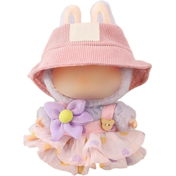 Labubu Dockkläder, Labubu Dockkjol Set, 2-dels Set Hatt Kjol Outfit Söt Mode Högkvalitativ Klänning för Labubu Docktillbehör (Ingen Docka) (Beige)