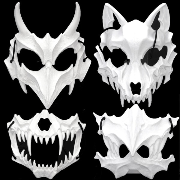 Halloween Skull Party Mask Anime Dragon God Skeleton Halv Face Masks Bone Skull Djur Mask Cosplay Dans Bal Dräkt rekvisita 1