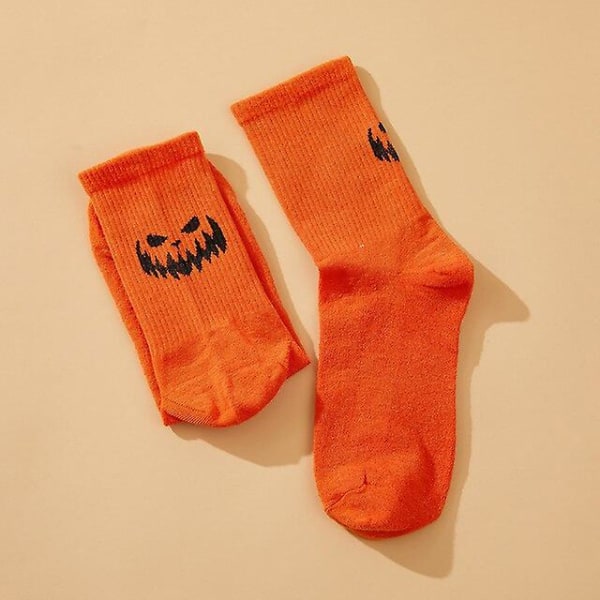 Halloweensockor, 1 par unisex roliga personlighetsmönstrade strumpor, strumpor i ren bomull, varma och andningsbara, lämpliga för Halloweendekoration Style 2 3Pair