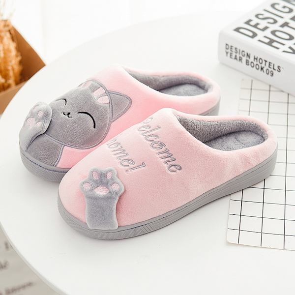Husholdnings hjemmesko vinter bomuld hjemmesko hjem varme indendørs Pink gray 38-39