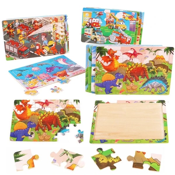 Pusselspel för fordon för trädjur för barn Jigsaw Baby Early Learning Pedagogiska leksaker för barn vehicle