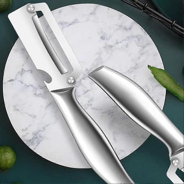 Skreller i rustfritt stål, skarpt blad, flaskeåpner, ergonomisk håndtak 1pcs