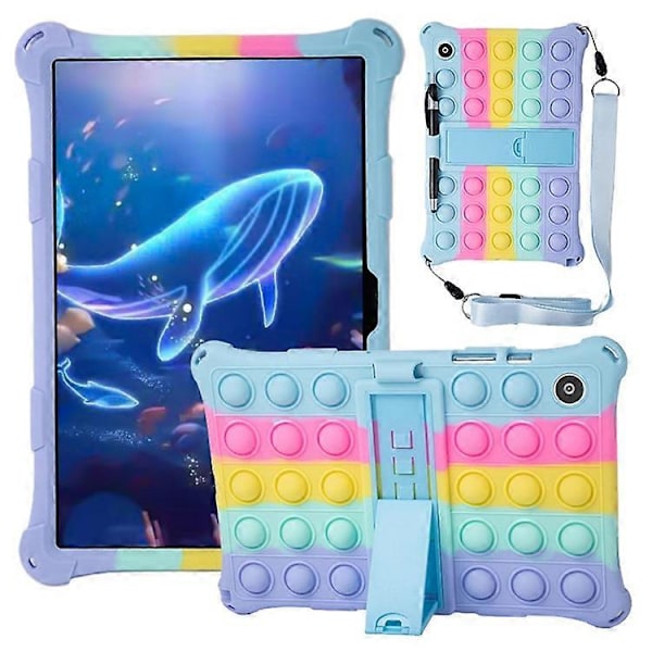 Kompatibel med Galaxy Tab A8 10.5 (2021) Fidget Sensorisk Silikon Bubbla Ångest Stress Relief Leksaker Halkfri Textur Tablet Skydd LightBlue