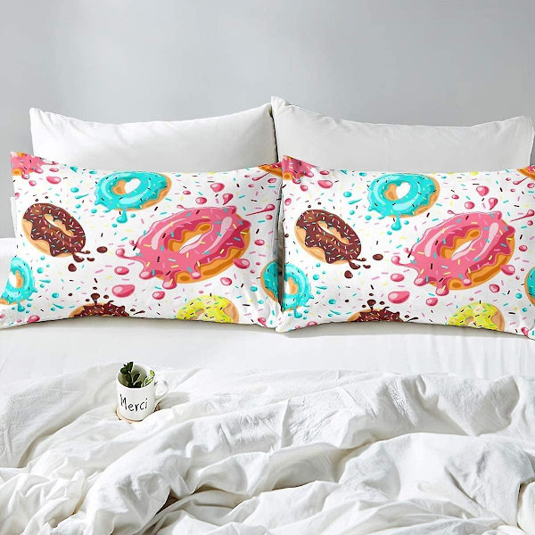 Donuts Dynetrekk Dessert Dynetrekk For Jenter Barn Barnerom Dyne Trekk Med Putetrekk 140*210cm
