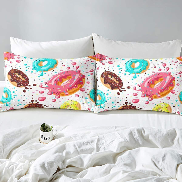 Donuts Påslakan Dessert Täcke För Flickor Barn Sovrum Örngott 220*260cm