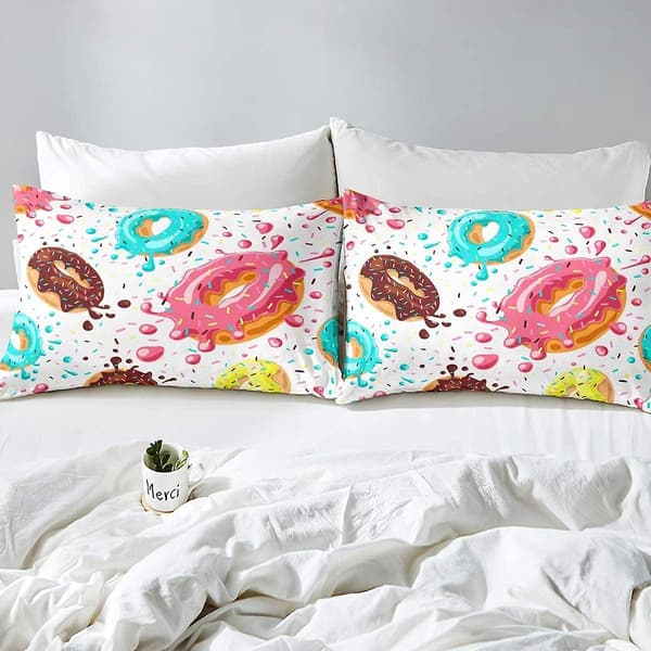 Donuts Påslakan Dessert Täcke För Flickor Barn Sovrum Örngott 225*225cm