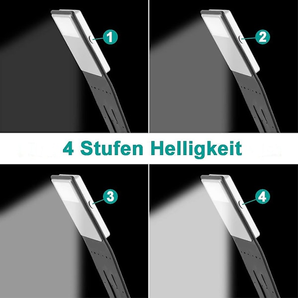 Lukulamppu Kirjakiinnike Led-kirjalamppu Klipsillä ja Portaattomasti Himmennettävällä Kirkkaudella Kannettava ja Joustava, Työvalot Kindlelle / E-kirjanlukijalle / Bo