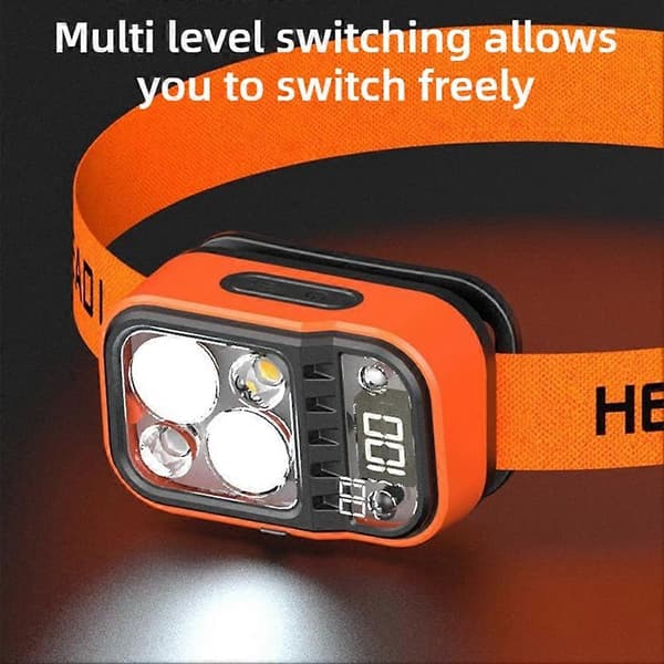 LED Hodelykt Type-C Oppladbar Hodelykt Lommelykt Hodebåndlampe 3 Moduser