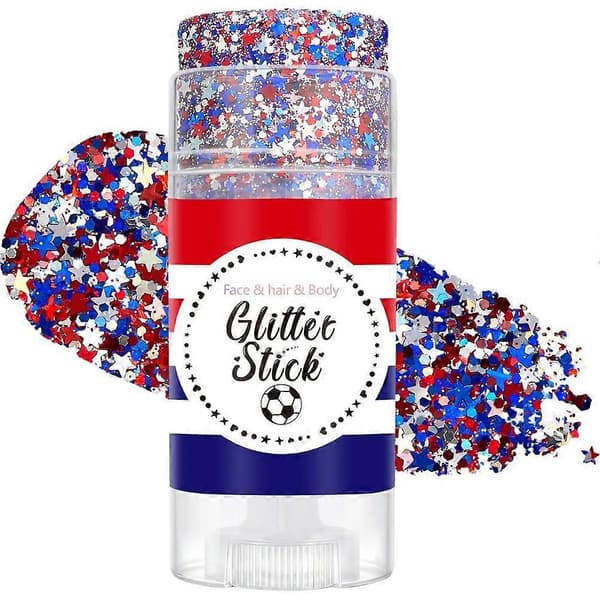 Patriotisk kroppsglittersticka - 4 juli röd vit blå glans B