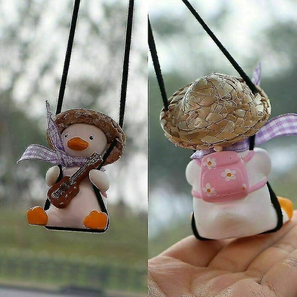 Little Duck Swing Car Pendant Dekor Cute Duck Auto Rear View Mirror Pend D