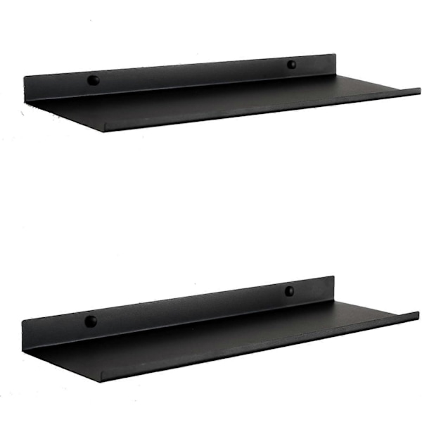 Musta metallinen seinähylly | 2 kelluvan hyllyn setti 50 cm