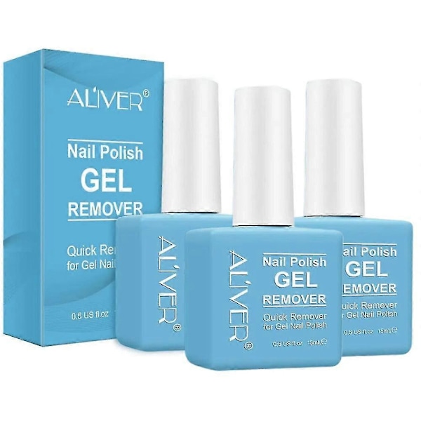 3 stk Ny Aliver Soak-off Gel Akryl Neglelakk Magic Quick Burst Manikyr Remover 15ml