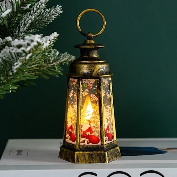 Upplyst Jul Snögloblykta Batteridriven LED Nattlampa med Krok Julgransprydnader Presentidéer Coffee