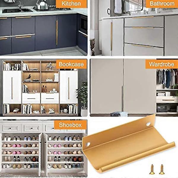 5-pack Moderna Finger Edge Drag Möbelhandtag Lådhandtag Guld