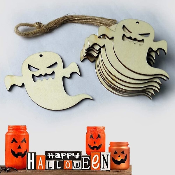 10 kpl Halloween puisia viipaleita - Askarteluja narulla (kummitus)