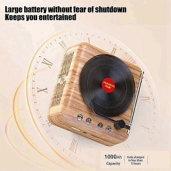 MANOVO Vinyl Skivspelare Högtalare USB Bluetooth V5.0 Stereo Retro Portabel Högtalare TF-kort/U Disk/