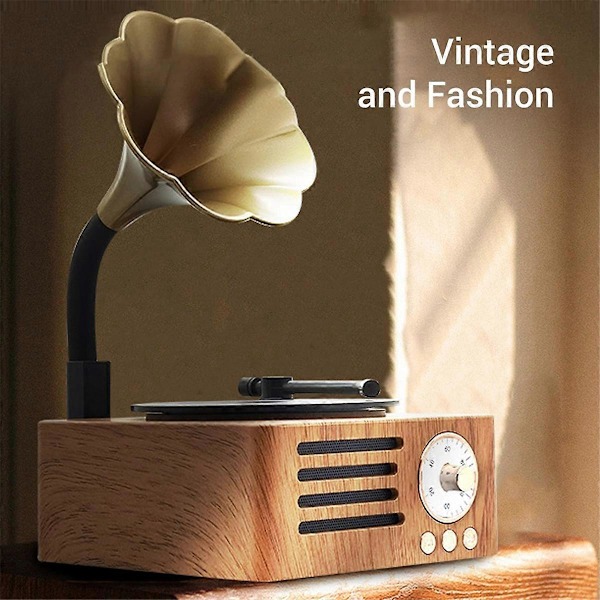 Retro Grammofonform Bluetooth Högtalare Portabel Box Trådlös Högtalare Utomhus för Ljudsystem TF F