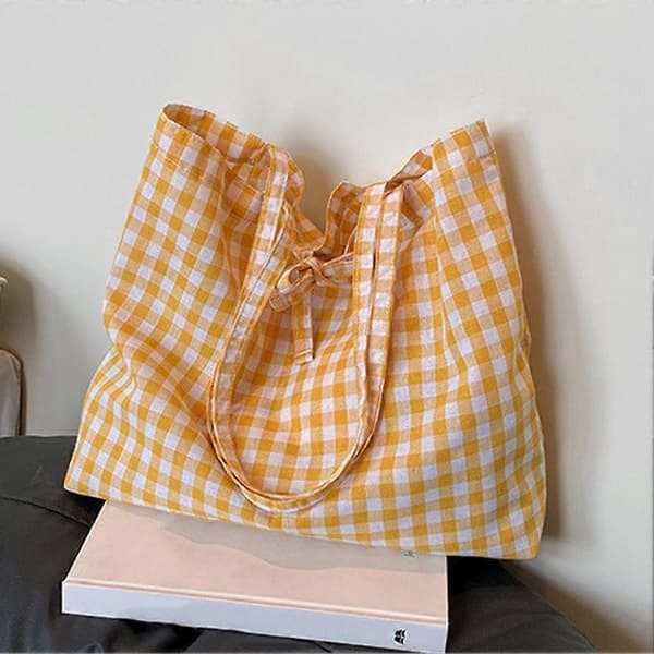 Gingham tygväska - Nylon, stor kapacitet, enkel axelväska Red