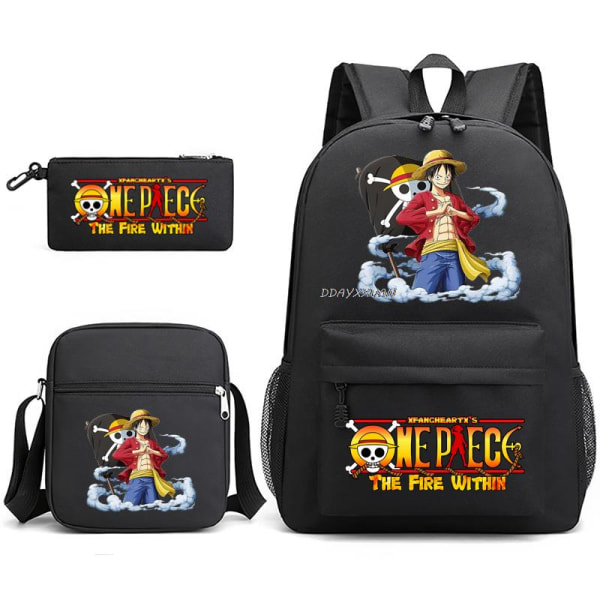 3 stk./sett One Piece Ryggsekk Anime Barn Skolesekk 18 tommer 1 45CMX32CMX15CM