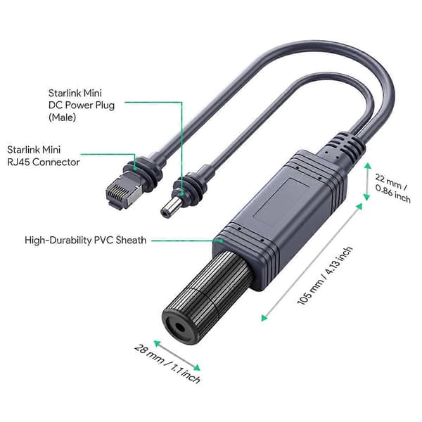 100W Isoleret Gigabit POE Splitter Interface til Starlink Mini Dishy