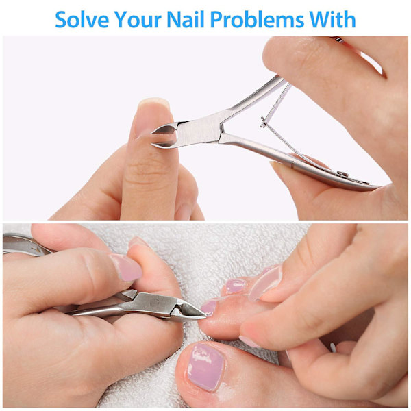 Set med 3 Nagelknipsare Kutikula Trimmer Vassa Blad Kutikula Trimmer Rostfritt Stål Nagelknipsare Nageltrimningsverktyg Kutikula-fri Pusher (silver)