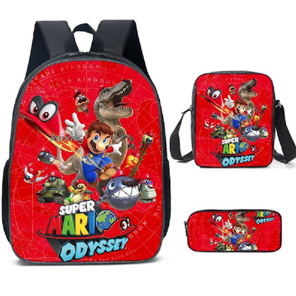 Super Mario Prinsesse 3-delt skolesekk for barn Army Green 14inch