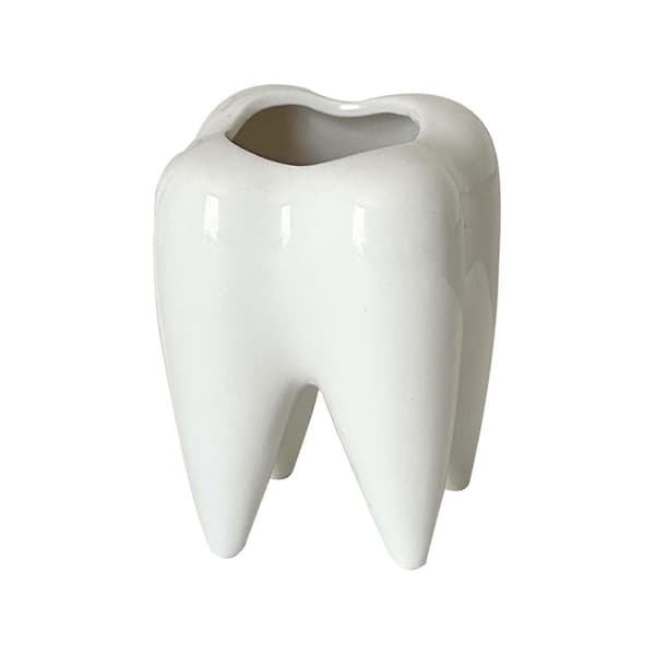 Funny Tooth Shaped Ceramic Pen Pencil Holder Storage Container Desk Organize