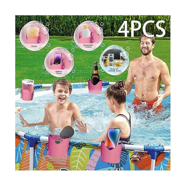 4 stk. Poolside Kopholdere, Poolside Opbevaringskurv, til de fleste rammepools, Containerkrog Over Grou