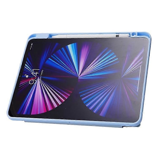 Kompatibelt fodral för iPad Pro 12,9-tum (2021)/(2020)/(2018) surfplatta, automatisk väckning/viloläge, origami-ställ, PU-läder + akrylskydd Azure