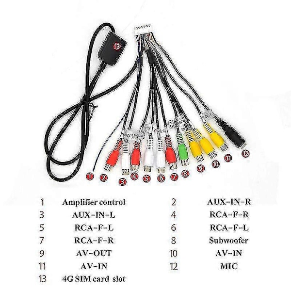 Bil Stereo Radio Rca Output Kabel Ledning Aux-in Adapter Subwoofer/forstærker 3.5mm Hun 20pins Harne