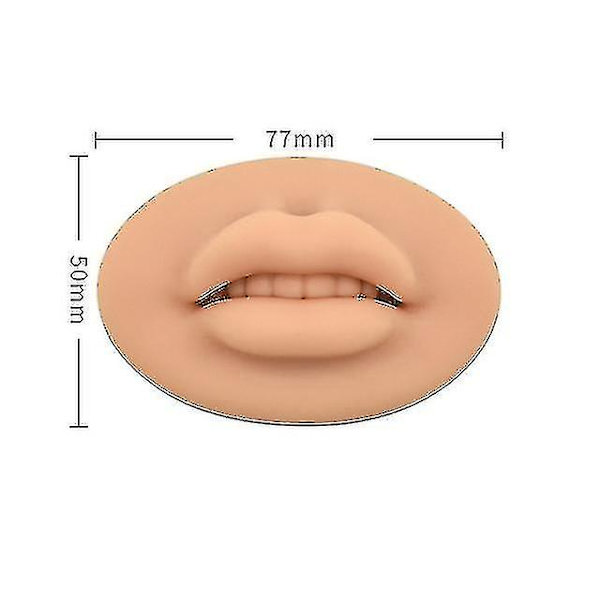 Öppen Mun 3D Läpp Bästa Praxis Silikonhud Med Tänder Smink Läpp Mannekäng Dark Brown