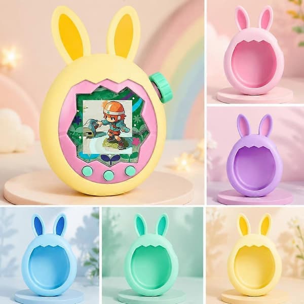 Silikon Tamagotchi-deksel - Støtsikkert, kaninøredesign, håndleddsstropp, 10,5 cm lightpink