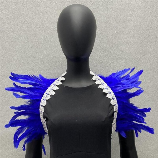Halloween kostym tillbehör fjäder sjal falsk krage gotisk stil maskerad scen catwalk pure royal blue