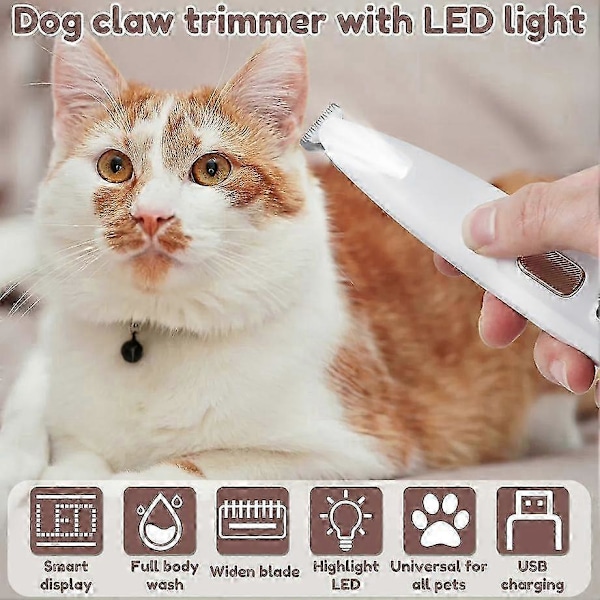 Ny Hundepote Trimmer med LED Lys Fuldt Vandtæt Kæledyrshårtrimmer med LED Display Hundeklippere til Grooming 18mm Bredere Klinge