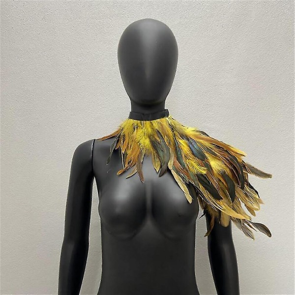 Fjer Shrug Sjal Krave Halskæde Halloween Kostume Epauletter, Kappe Sort Fancy Kjole Dame Fjer Kappe Cape Fjer Boa Fjer Tørklæde Til Cos Yellow